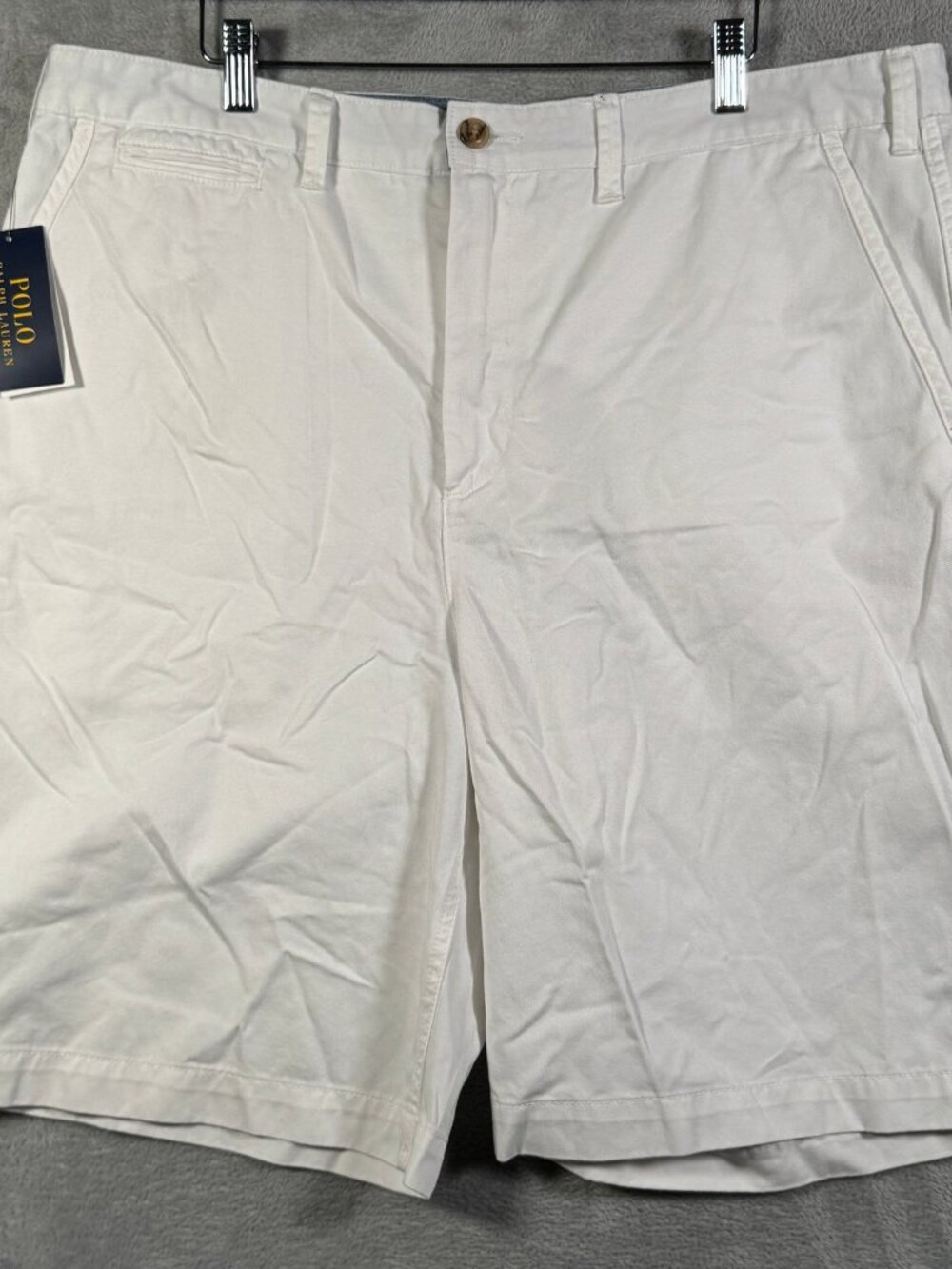 Polo Ralph Lauren Shorts Mens 38 White Flat Front Cotton Chino Relaxed $98.50